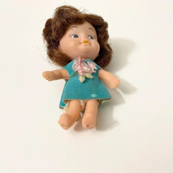 Vtg Gold Farb Novelty Doll Liddle Kiddle Kiddles Clone Flaws 2.5 Inch Tall - Picture 3 of 13